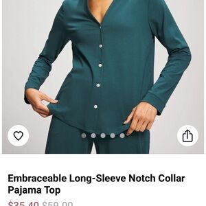 Soma Teal Long-Sleeve Notch Collar Pajama Top and Pants*BRAND NEW/WORN TWICE*